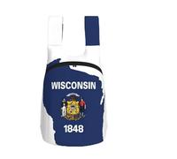 DUWAA Wisconsin State Flag Map Print Packable Backpack 16l Gym Backpack Portable Storage Carry On Backpack Travel Bag For Men Women