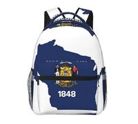 DUWAA Wisconsin State Flag Map Print Rucksack Bag For Men Women High-Capacity Vacuum Backpack Multi-Layer Design Travel Backpack