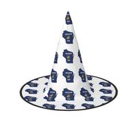 DUWAA Wisconsin State Flag Map Print Witch Hat Witches Hats Halloween Women Adult Wizard Men Costume Cosplay Party Accessory-1pcs