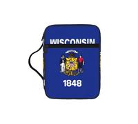 DUWAA Wisconsin State Flag Print 26Ã- 20 Cm Large Capacity Bible Cover Case, Study Supplies Tote Bag for Women and Christian