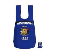DUWAA Wisconsin State Flag Print Packable Backpack 16l Gym Backpack Portable Storage Carry On Backpack Travel Bag For Men Women