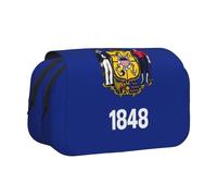 DUWAA Wisconsin State Flag print Pen Pencil Case with Zipper Clear Makeup Color Pouch Cosmetics Bag Multi-Purpose Stationary Bag, Black, One Size, Morden