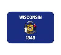 DUWAA Wisconsin State Flag Print Rug 60x40cm, Soft Crystal Velvet Carpet With Non-Slip Dots Anti-Curling And Anti-Fraying Edges