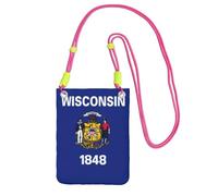 DUWAA Wisconsin State Flag Print Small Crossbody Bags For Women Trendy, Phone Purse With Adjustable Strap,For Hiking Travel, Fuchusia, One Size