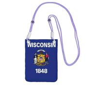 DUWAA Wisconsin State Flag Print Small Crossbody Bags For Women Trendy, Phone Purse With Adjustable Strap,For Hiking Travel, Purple, One Size