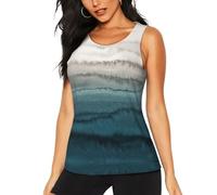 DUWAA Within The Tides Print Women's Workout Tank Top, Casual Athletic Running Yoga Shirts, Quick Dry Sleeveless Tops Black