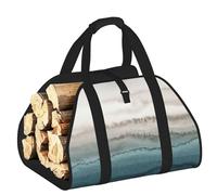 DUWAA Within The Tides Print Wood Baskets with Handle Large Log Store for Fireplace Wear-Resistant Picnic Bags Log Basket