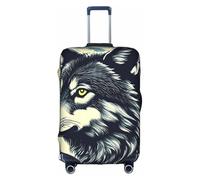 DUWAA Wolf Night Moon Print Luggage Cover Elastic Suitcase Cover Protector Fits 18-32 Inch Suitcase Travel Accessories, White, S