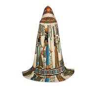 DUWAA Women In Ancient Egypt Print Halloween Hooded Cloak Cape Medieval Style For Christmas Party, Cosplay Masquerade Costumes