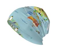 DUWAA World Map. Print Adult Men's Knit Hat, Toboggan Hats, Unisex Warm Winter Beanie Hat, for Outdoor Activities Black