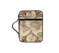 DUWAA World Map Retro Print 26Ã- 20 Cm Large Capacity Bible Cover Case, Study Supplies Tote Bag for Women and Christian