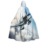 DUWAA World War 2 Aircraft Airplane1 print Hooded Robe Halloween Cosplay Costume Robe Cloak Cape Wizard Raven Cosplay Costume