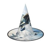 DUWAA World War 2 Aircraft Airplane1 Print Witch Hat, Wizard Hat Cosplay Accessories For Halloween Costume Party Masquerade Carnivals-3pcs