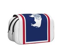 DUWAA Wyoming State Flag print Pen Pencil Case with Zipper Clear Makeup Color Pouch Cosmetics Bag Multi-Purpose Stationary Bag, Black, One Size, Morden