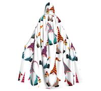 DUWAA Xmas Funny Gnomes Print Adult Halloween Hooded Cape, Full Length Unisex Cloak For Men Women, For Halloween Cosplay