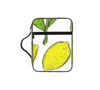 DUWAA Yellow Fresh Lemons Print Multi Functional Bible Bag Cosmetic Bags with Handle Waterproof Pencil Case with Compartments