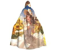 DUWAA You Are My Sunshine Sunflower3 print Hooded Robe Halloween Cosplay Costume Robe Cloak Cape Wizard Raven Cosplay Costume