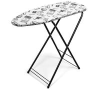 Duwee Ironing Board Compact and Easy Storage, Medium Ironing Board, Heat Resistant Cover with Thick Felt Pad, 34x90 cm, Iron Pattern