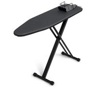 Duwee Ironing Boards with 360 Degree Iron Holder, Lightweight Ironing Board with Non-Slip Feet, Iron Board with 7 Adjustable Heights, Heat Resistant Cover, 110 x 34 cm, Black