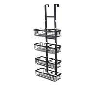 Duwee Over the Door 4 Tier Adjustable Hanging Shower Caddy, Bathroom Shelf Rack with Hook, RustProof Shower Storage Basket Organizer, Black