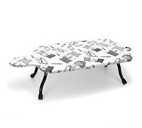 Duwee Table Top Ironing Board with Heat Resistant Cover, Small Iron Board with Folding Legs, Space Saving Ironing Boards, Ideal for Dormitory, Apartments, Travel, 77 × 40 cm, Iron Pattern