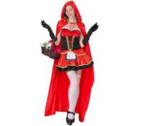 DUWEIKE Adult Little Red Riding Hood Cosplay Costume Fairy Tale Princess Dresses for Carnival Halloween,Red,M