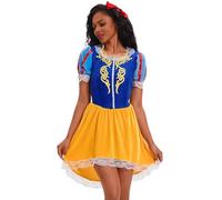 DUWEIKE Adult Snow White Cosplay Costume Fairy Tale Princess Dresses for Carnival Halloween Themed Party,Yellow,L