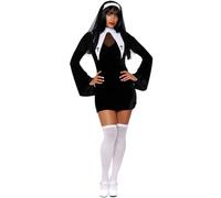 DUWEIKE Halloween Costume Horror Vampire Nun Costume Evening Theme Party Cosplay Costume Accessories,Black,M