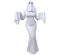 DUWEIKE Horror Ghost Bride Cosplay Halloween Dress Carnival Themed Party Stage Performance Costume,White,M