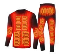 DUWEIKE Men Heated Thermal Underwear 28 Areas USB Electric Heating Clothing Winter Ski Jacket Long Johns Pants,Black,3XL
