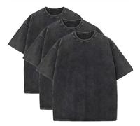 duwqcui - Men's Oversized Heavy Cotton T Shirts Set, Vintage Short Sleeve T Shirts, Casual T-Shirts for Men and Women, Pack of 3, 3 Pieces, Black, XXL