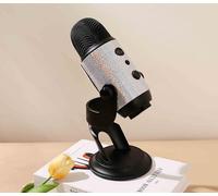 DUWUZEST Sparkling Blue Yeti Pop Filter - Cute Velcro Strap Design, Bling Diamond Shiny Skin Sleeve Compatible with Blue Yeti Microphones (Silver) (Sparkling Slivery)