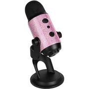 DUWUZEST Sparkling Blue Yeti Pop Filter - Cute Velcro Strap Design, Bling Diamond Shiny Skin Sleeve Compatible with Blue Yeti Microphones (Silver) (Sparkling Pink)
