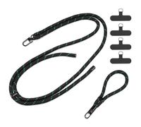DUX DUCIS 2-Pack Universal Phone Lanyard Set, Adjustable Crossbody Neck Strap (1.6m) & Wristlet (0.33m) with Tether Patches, Hands-Free Phone Accessories for Travel & Daily Use, Black & Green
