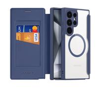 DUX DUCIS Case for Samsung Galaxy S24 Ultra Mobile Phone Case with MagSafe Transparent Anti-Scratch Leather Flip Case with RFID Lock Protective Case for Samsung S24 Ultra (6.8", Blue)