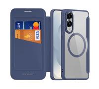 DUX DUCIS for Samsung Galaxy S25 Edge Case, Compatible with MagSafe, Premium Flip Leather Card Slots with RFID Blocking Clear Shockproof Protective Cover for Samsung Galaxy S25 Edge Case (Blue)