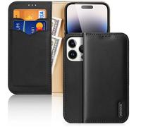 DUX DUCIS Genuine Leather Flip RFID Wallet Case for Apple iPhone 14 Pro - Black