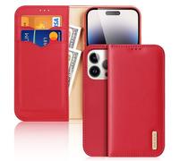 DUX DUCIS Genuine Real Leather RFID Wallet Case for Apple iPhone 15 Pro - Red