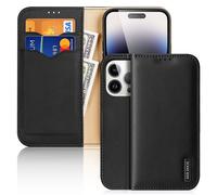 DUX DUCIS Genuine Real Leather RFID Wallet Case for iPhone 15 Pro Max - Black