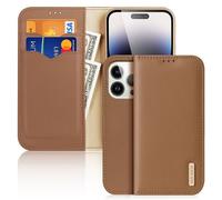 DUX DUCIS Genuine Real Leather RFID Wallet Case for iPhone 15 Pro Max - Brown