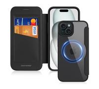 DUX DUCIS iPhone 15 Case Wallet with Card Holder - RFID Blocking, MagSafe Compatible Premium Leather Flip Folio Cover (6.1", Black)
