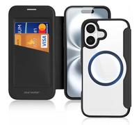DUX DUCIS iPhone 16 Case Wallet with MagSafe [RFID Blocking] [Card Holder] Premium Leather Anti-Scratch Flip Folio Cover Case for iPhone 16 (6.1", Black)