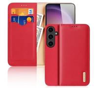 DUX DUCIS Real Leather Flip RFID Wallet Case for Samsung Galaxy S24 - Red
