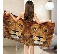 DUXGTW 3D Printed Beach Towel Soft Quick Dry Swimming Beach Pool Gym Blanket Beach Sports Bath Towels Two Animal Lions For Camping,Hiking,Travel,Swimming 80 X 160 Cm