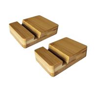 DUXIAOSHA Cell Phone Stand, Universal Tablet Stand Pocket Desktop Holder Cradle for Mobile eReader eBook Video-Calls Office Home Kitchen or Travel - Bamboo Phone Stand - 2Pack