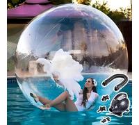 DUXMM 1.5/1.8/2/2.5M Inflatable Water Walking Ball PVC Water Ball,TPU Water Balloon With Zipper Walk On Water Ball,with Zipper and Electric Air Pump,for Pool/Lake/Beach 1.8m-Transparent