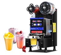 DUXMM 350W Electric Cup Sealer,Fully Automatic Sealing Machine,600-800 Cups/H Commercial Bubble Tea Cup Sealer with Control LCD Panel,for Tea Milk Tea Juice Drink,Black