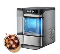 DUXMM Countertop Nugget Ice Maker,Chewable Pellet Ice Machine,with Side Water Tank,38 Lbs in 24 Hours,Self-Cleaning,One-Click Operation,Stainless Steel,for Home,Office,Bar