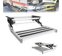 DUXMM Folding RV Step,Manual RV Step with LED Light,440 LBS Load Capacity,Aluminum Alloy Steps,Safe Entry and Exit,for Campers, Caravans 1-Step+LED