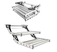 DUXMM Manual RV Step,Folding RV Step,with LED Light, Ladder, Telescopic Anti Skid,440 LBS Load Capacity, Foldable Aluminum Alloy Camper Steps 2-Step